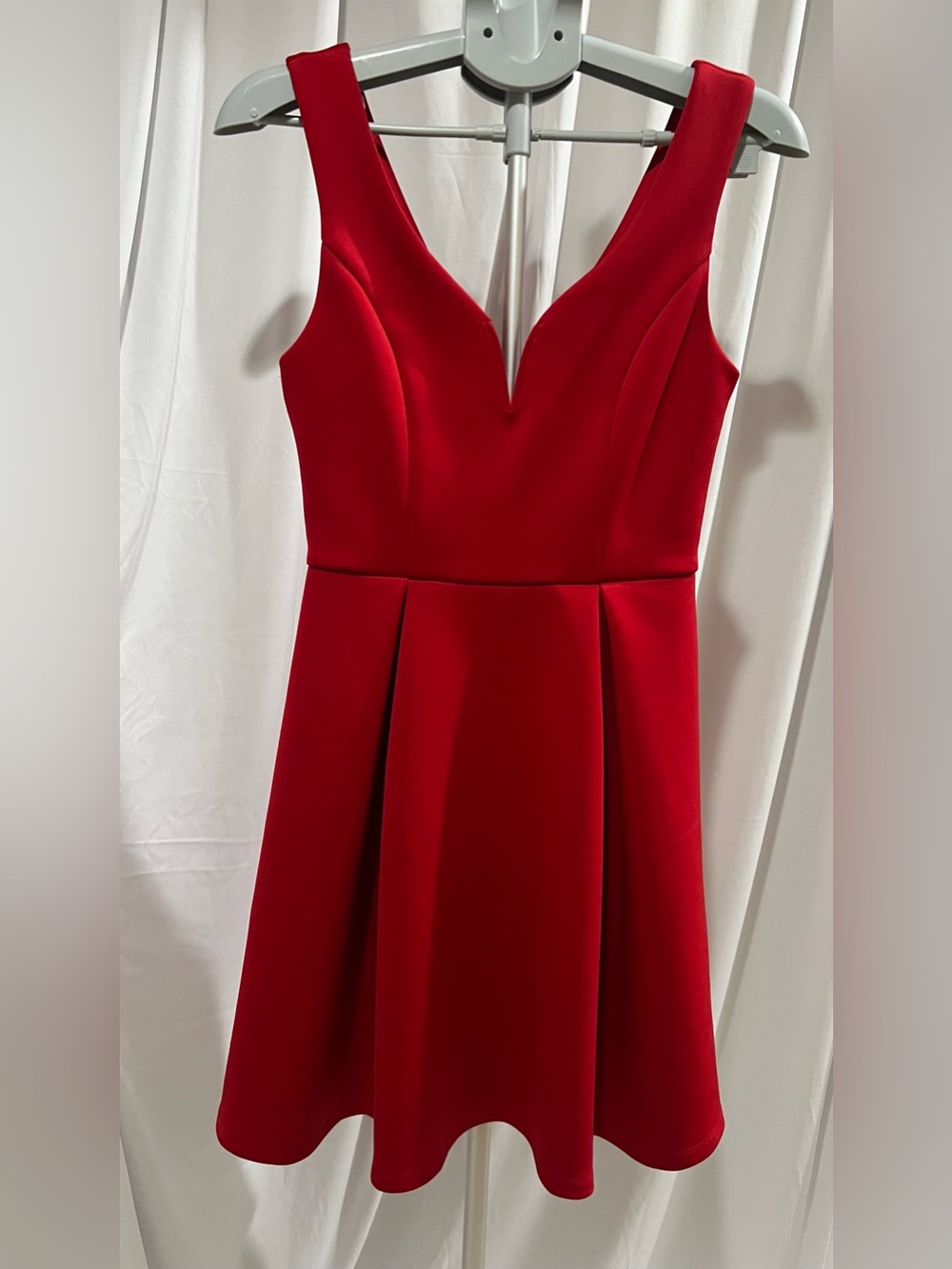 Forever 21 Bold Red V-Neck Pleated Prom Dress